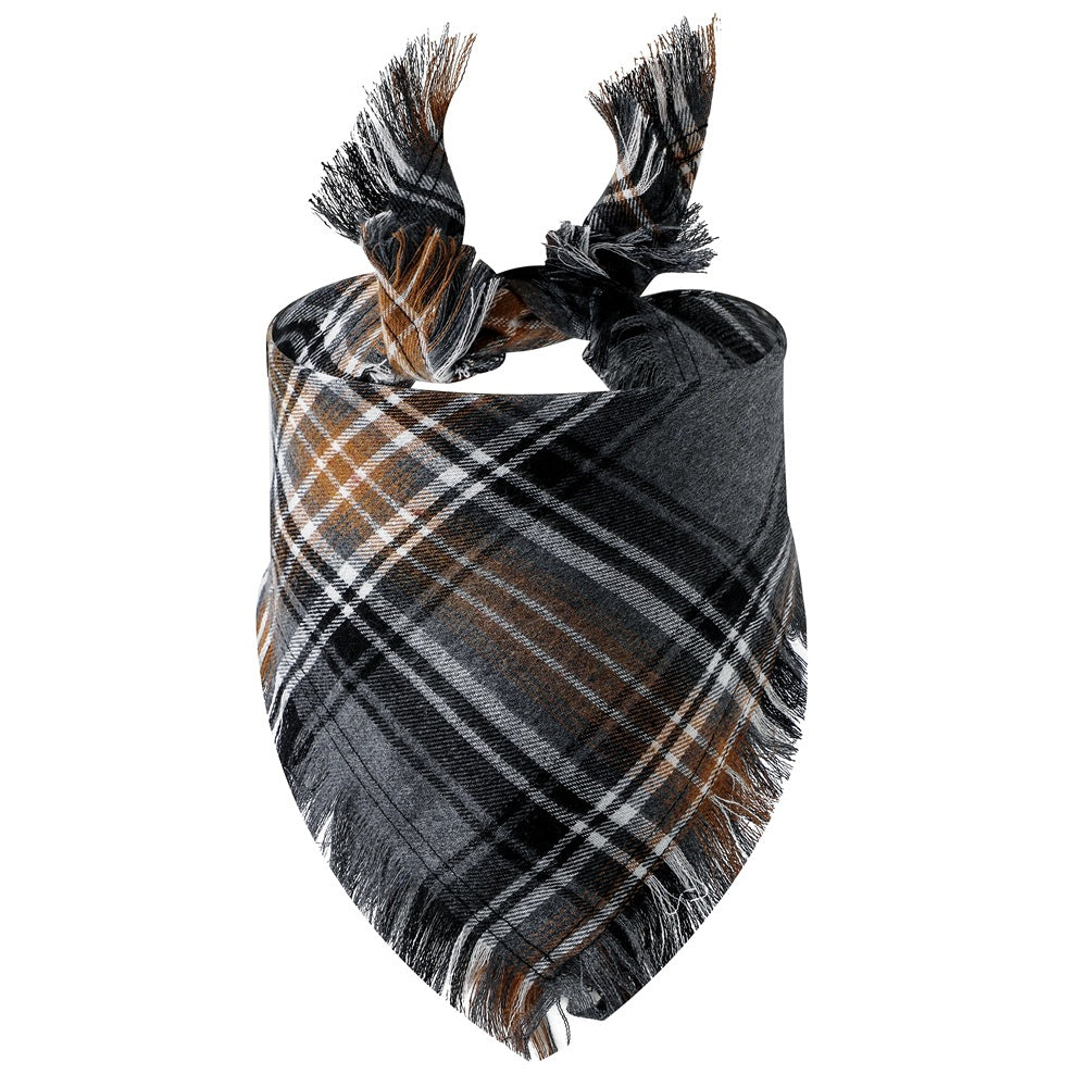 Pet Plaid Tassel Triangle Scarf Bandana