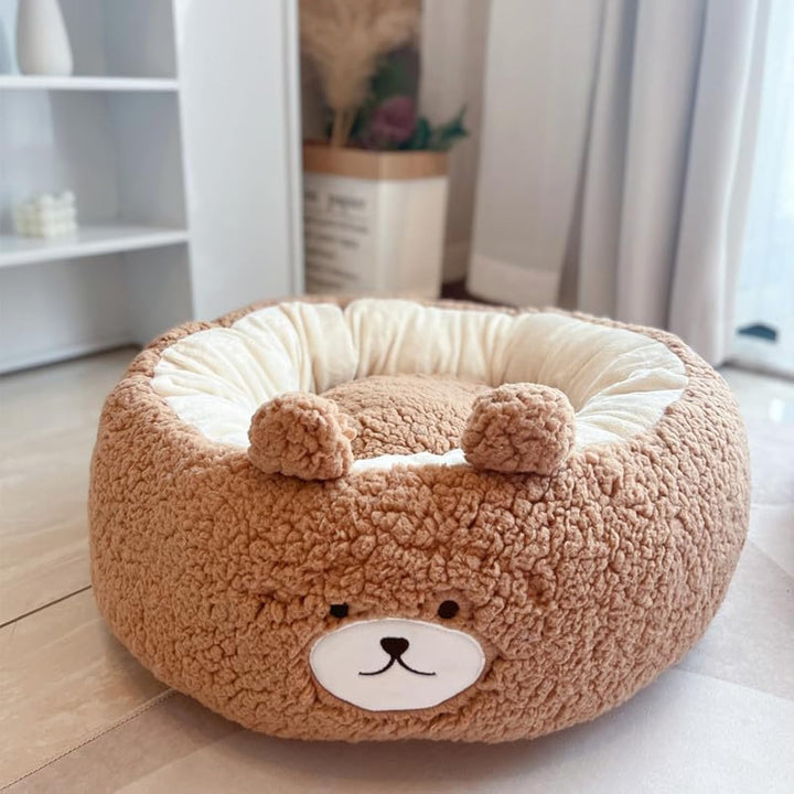 Create a Cozy Haven for Your Pet with Our Cartoon Plush Pet Nest Cushion Round Bed